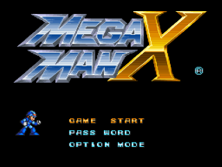 Mega Man X title screen for Super Nintendo